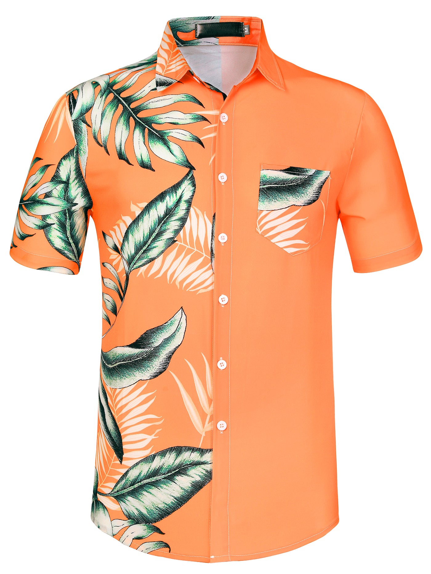 Bublédon Chic Summer Leaf Printed Patchwork Hawaiian Shirt