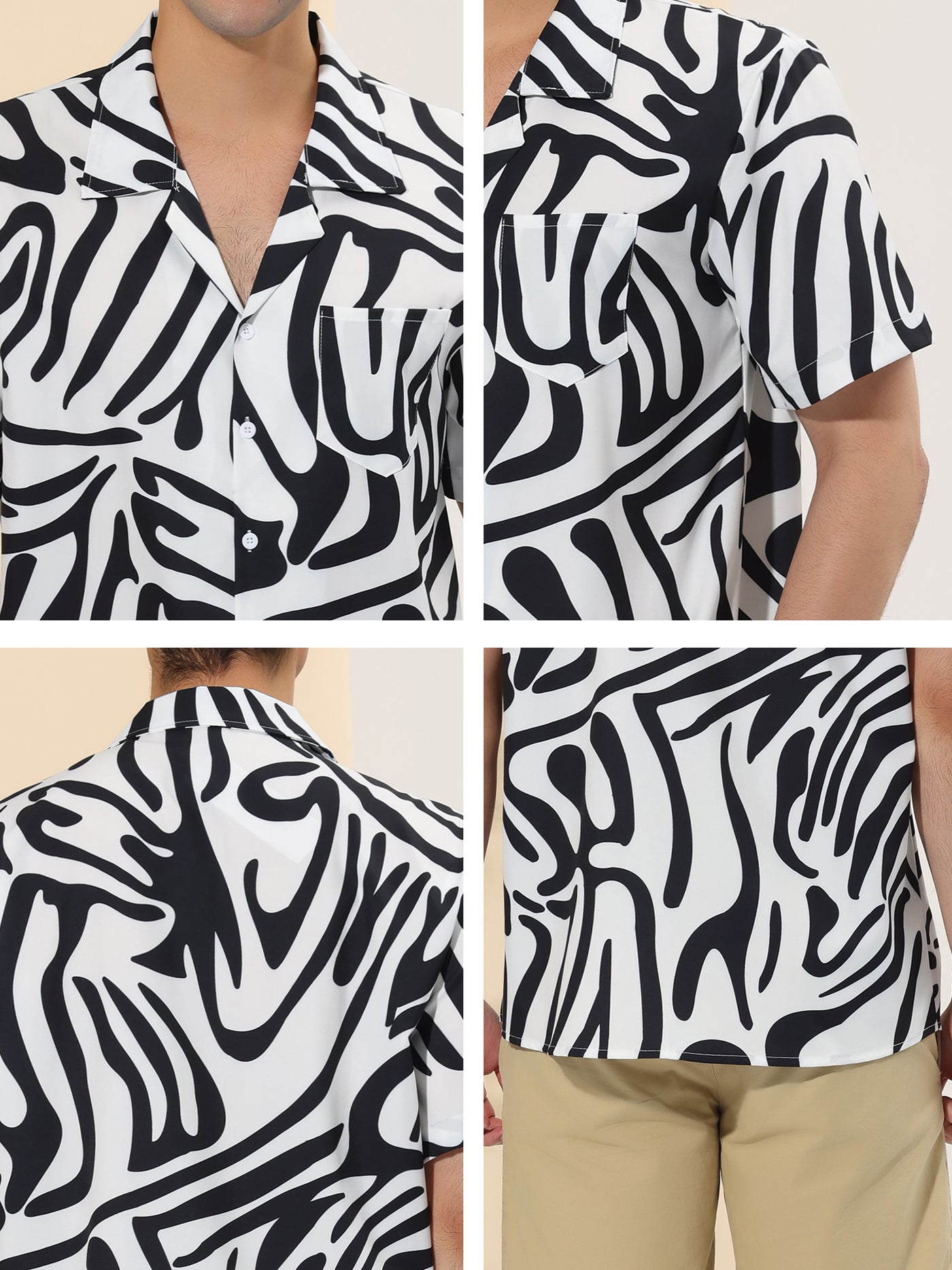 Bublédon Casual Lapel Short Sleeve Leopard Animal Print Shirt