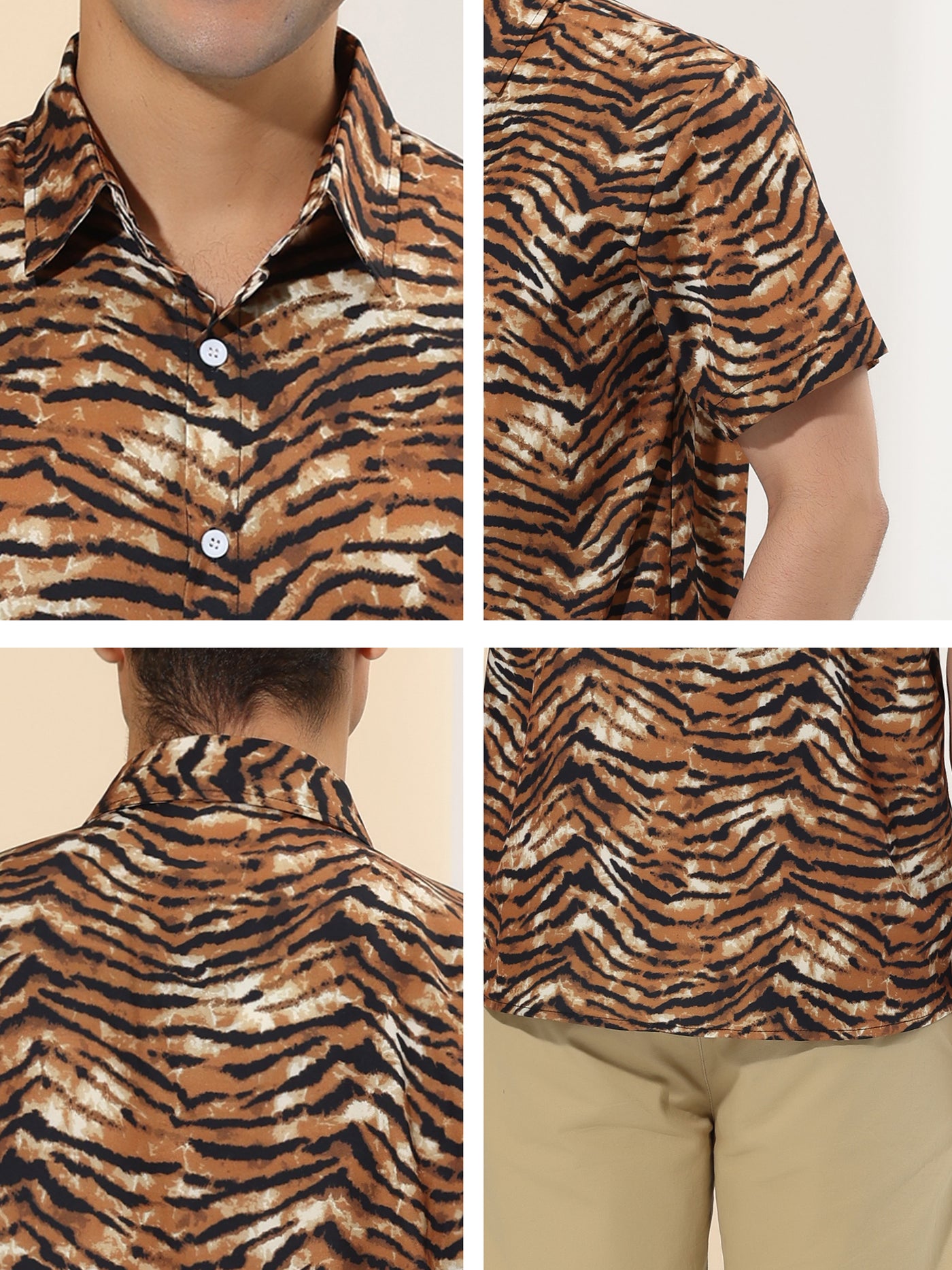Bublédon Casual Summer Leopard Printed Short Sleeve Shirts