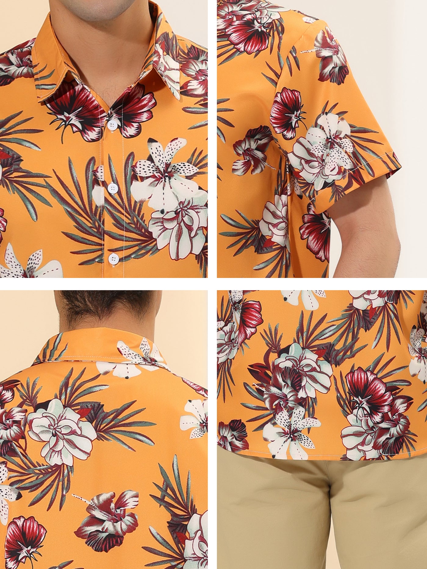 Bublédon Summer Hawaiian Floral Printed Short Sleeve Shirts