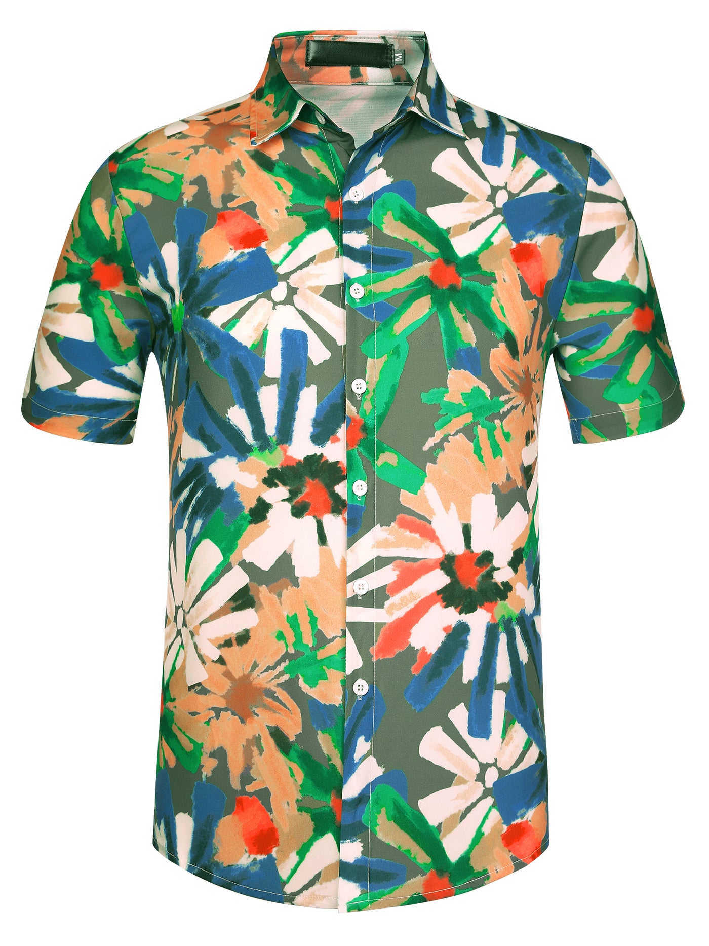 Bublédon Casual Hawaiian Flower Print Short Sleeve Shirts