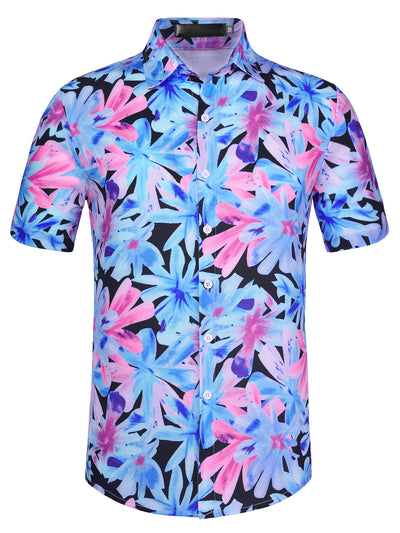 Casual Hawaiian Flower Print Short Sleeve Shirts