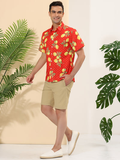 Bublédon Casual Short Sleeve Floral Printed Hawaiian Shirts