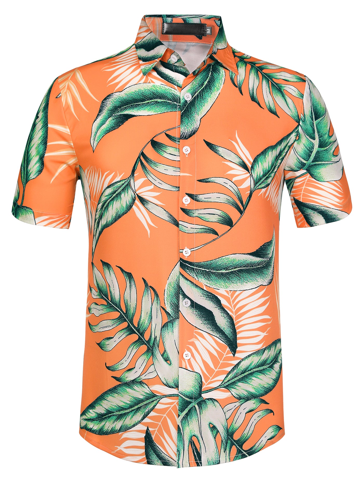 Bublédon Hawaiian Leaf Tropical Floral Print Short Sleeve Shirt