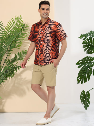 Bublédon Casual Summer Leopard Print Short Sleeve Shirts