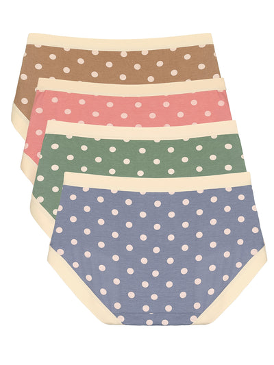 Plus Size Underwear Breathable Polka Dots Briefs Panties 4-Pack