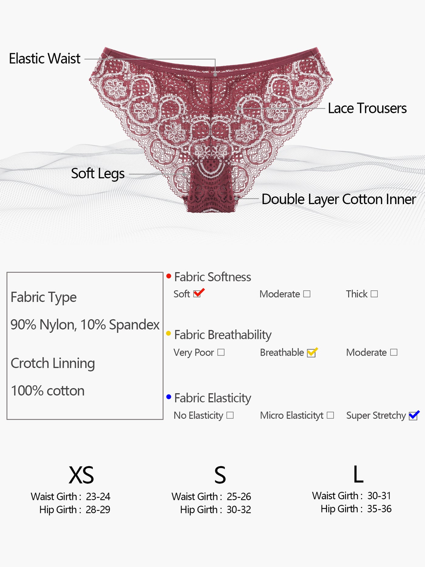 Bublédon Plus Size Floral Lace Retro Seamless Briefs Underwear Panties