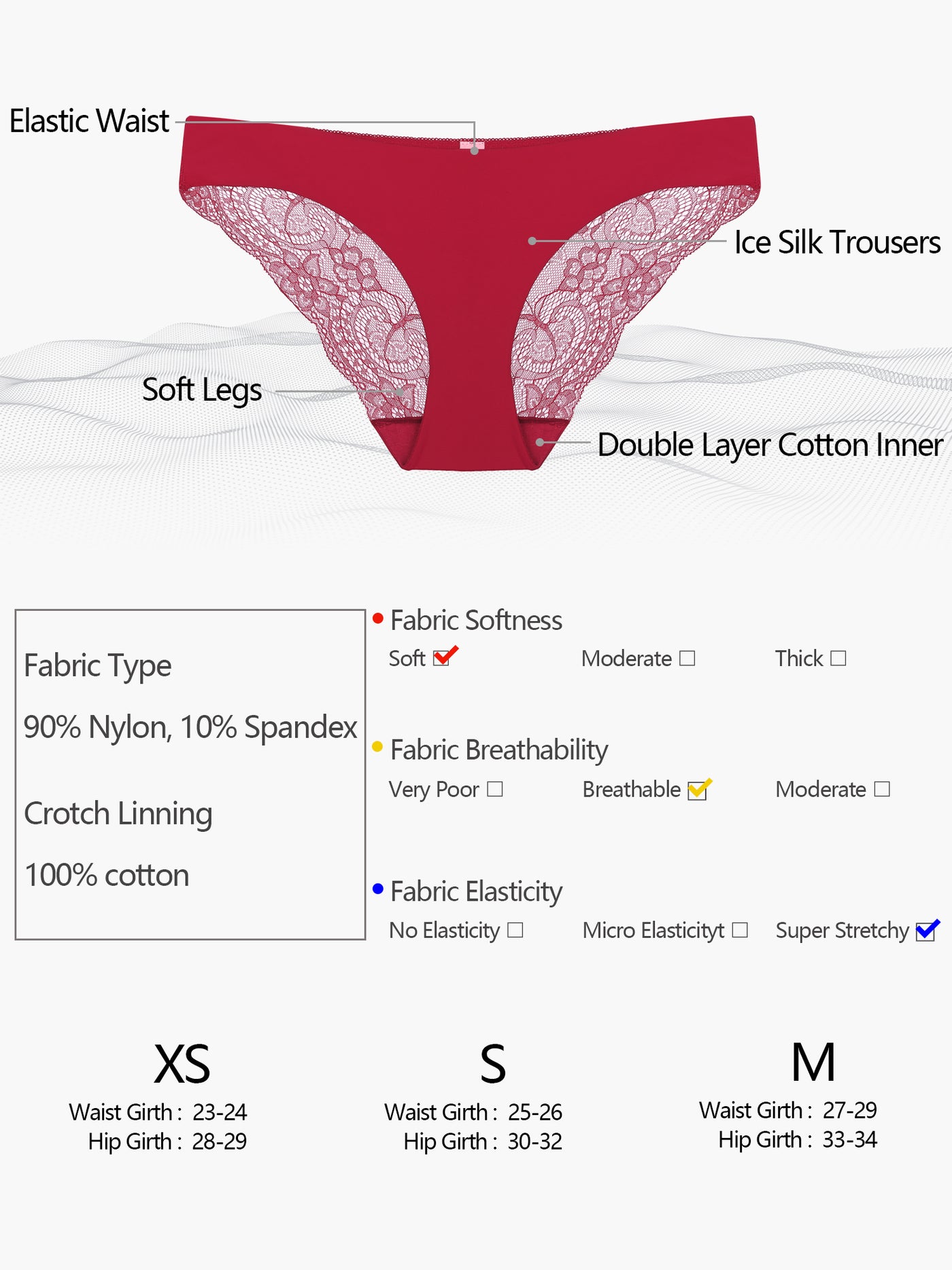 Bublédon Women's Plus Size Panties Low-Rise Sexy Lingerie Hipster Lace Briefs