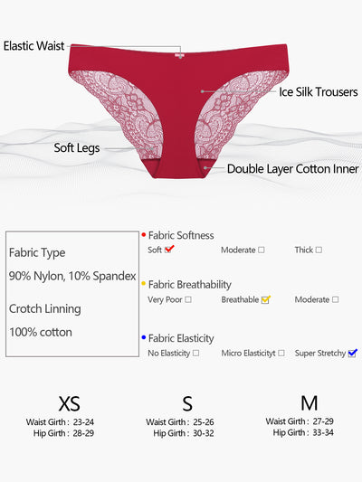 Women's Plus Size Panties Low-Rise Sexy Lingerie Hipster Lace Briefs