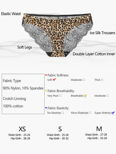 Plus Size Leopard Printed Underwear Lace Seamless Soft Panties