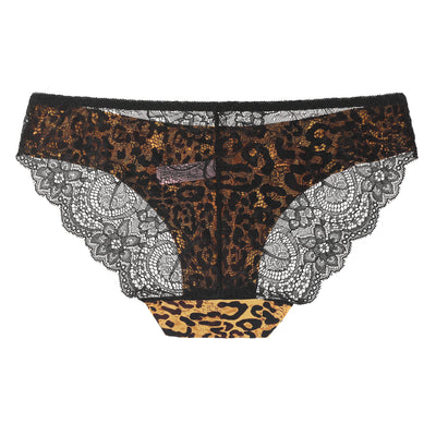 Plus Size Leopard Printed Underwear Lace Seamless Soft Panties