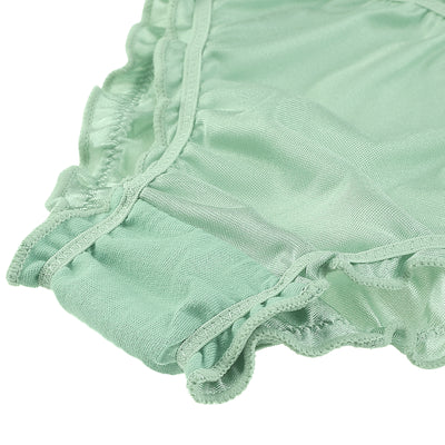 Plus Size Full Coverage Frill Trim Satin Underwear Briefs Panties