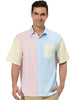 Casual Summer Button Cotton Patchwork Print Shirt