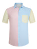 Casual Summer Button Cotton Patchwork Print Shirt