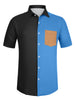 Casual Summer Button Cotton Patchwork Print Shirt