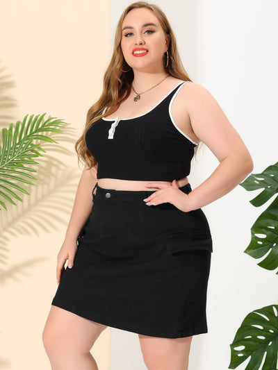 Casual Plus Size A Line Plain Above Knee Skirt