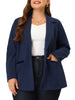 Knit H Line Notched Lapel Long Sleeve Blazer