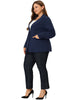 Knit H Line Notched Lapel Long Sleeve Blazer