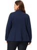 Knit H Line Notched Lapel Long Sleeve Blazer