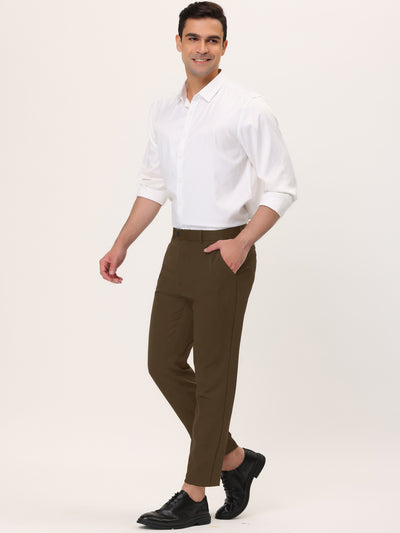Solid Color Flat Front Buttom Business Dress Pants