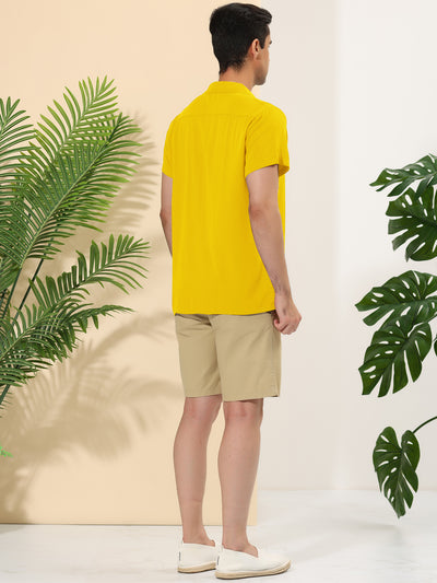 Summer Camp Collar Short Sleeve Solid Beach Shirts
