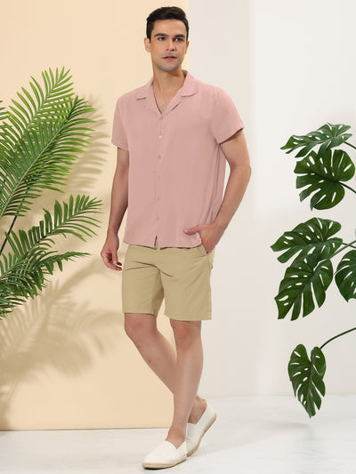 Summer Camp Collar Short Sleeve Solid Beach Shirts