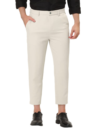Skinny Solid Color Flat Front Cropped Dress Pants