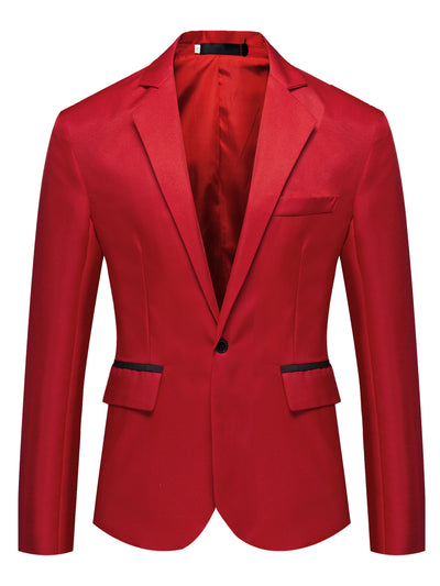 Men's Business Blazer Slim Fit One Button Suit Jacket Sports Coat