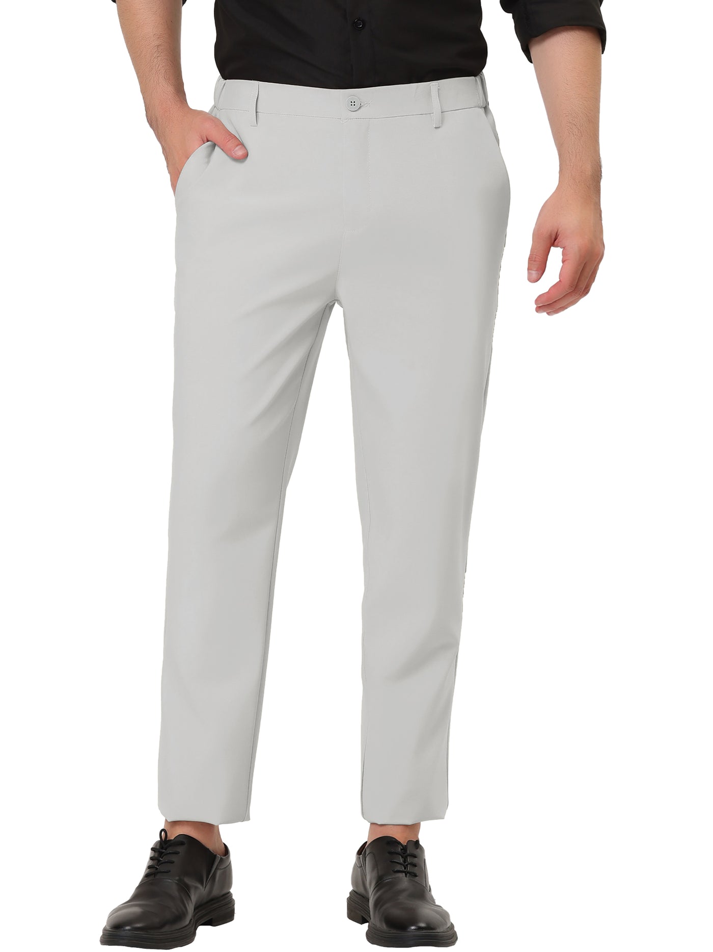 Bublédon Solid Color Flat Front Business Formal Dress Pants