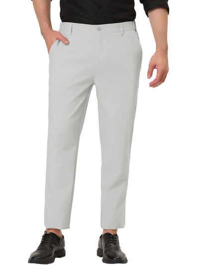 Solid Color Flat Front Business Formal Dress Pants