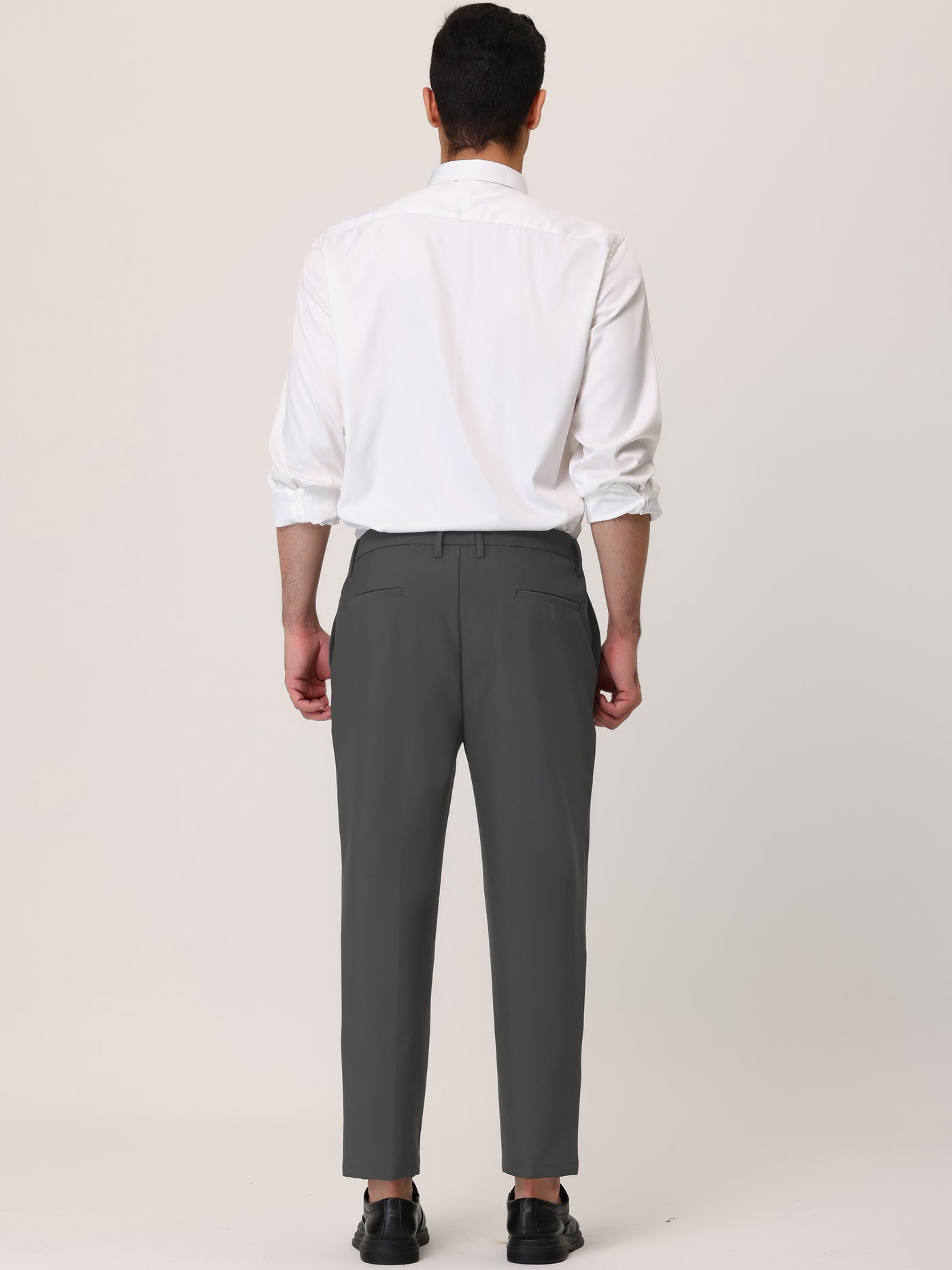 Bublédon Solid Color Flat Front Business Formal Dress Pants