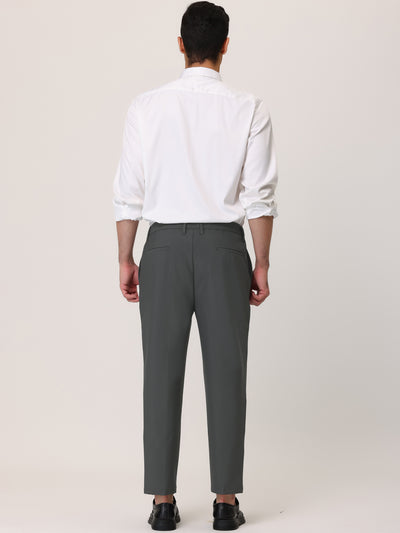 Solid Color Flat Front Business Formal Dress Pants