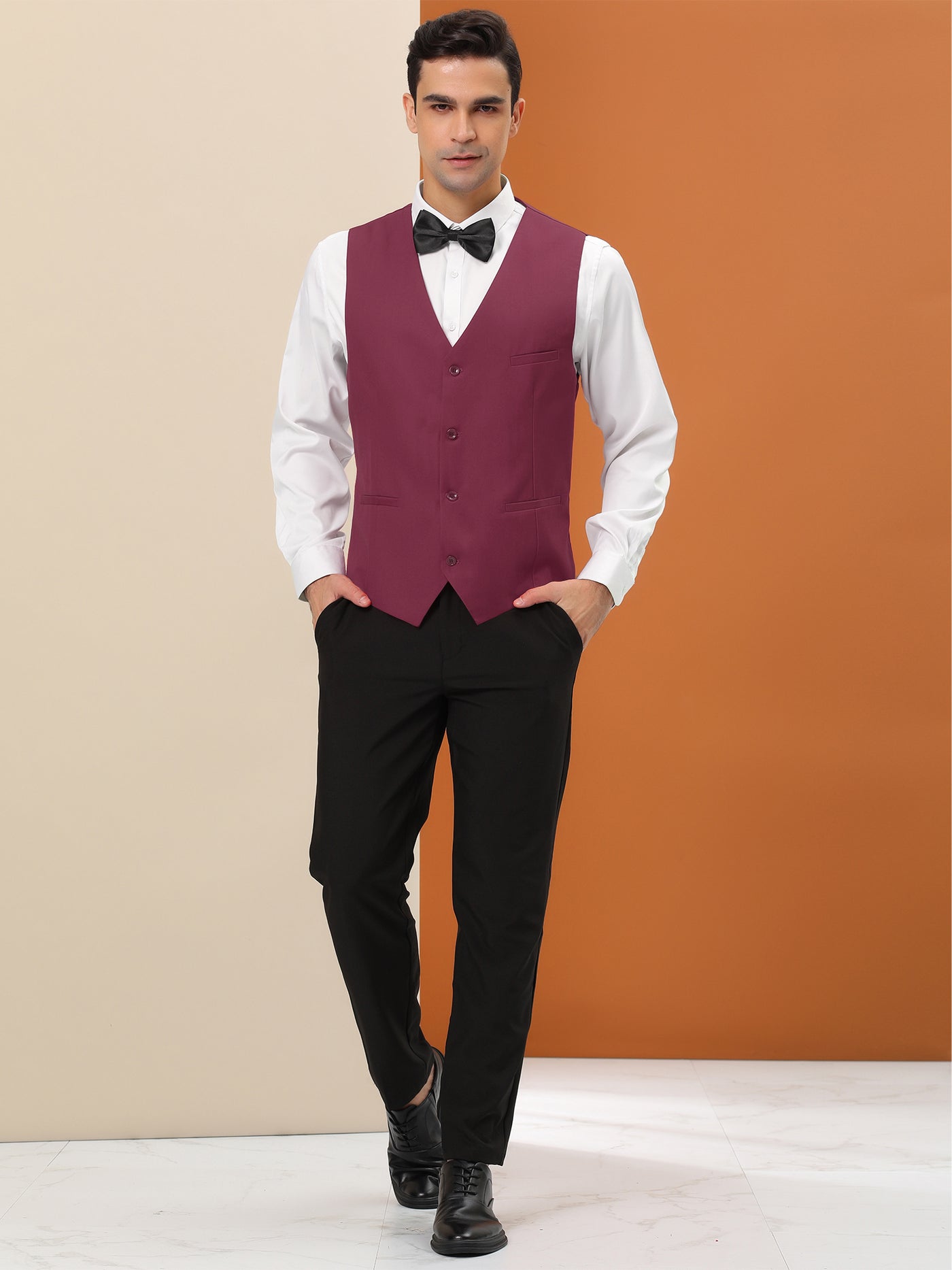 Bublédon Men's Formal Suit Vest Classic Fit Single Breasted Business Prom Waistcoat
