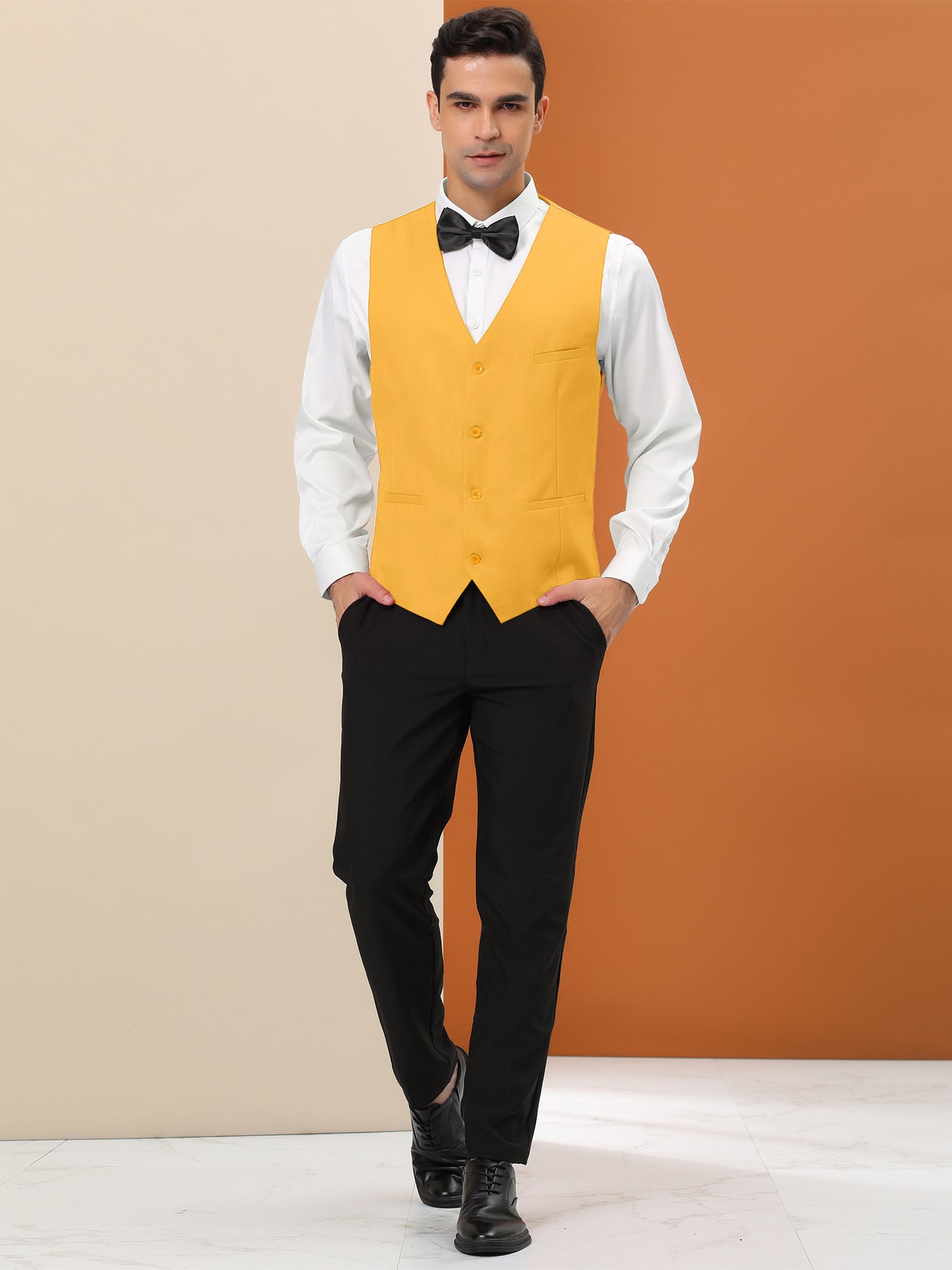 Bublédon Men's Formal Vest Slim Fit V Neck Business Dress Suit Waistcoat with 3 Pockets