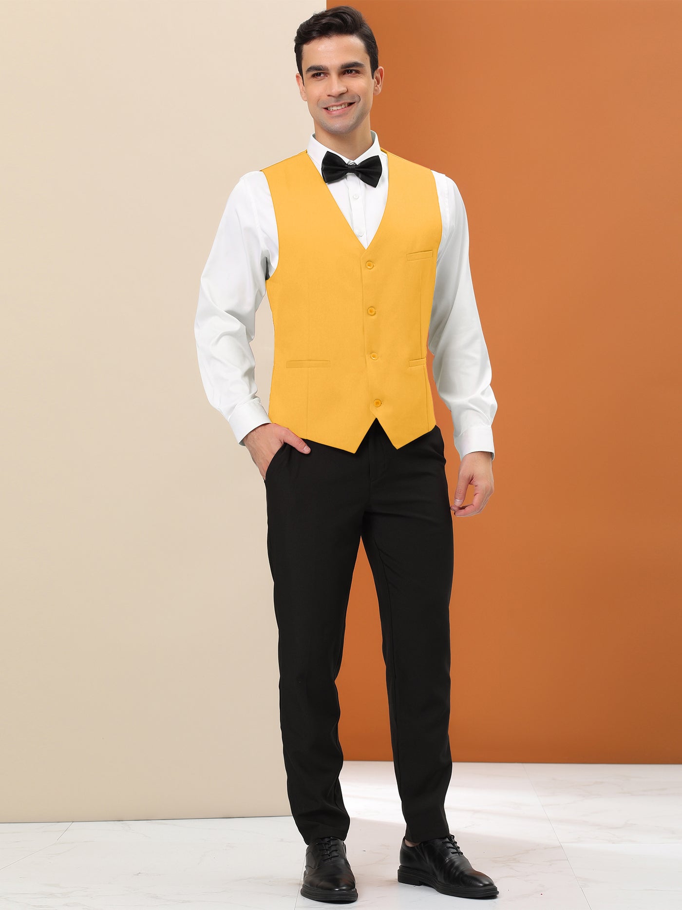 Bublédon Men's Formal Vest Slim Fit V Neck Business Dress Suit Waistcoat with 3 Pockets