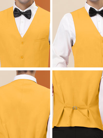 Men's Formal Vest Slim Fit V Neck Business Dress Suit Waistcoat with 3 Pockets
