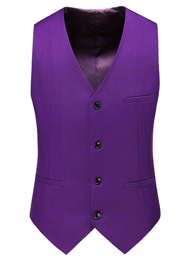 Men's Formal Vest Slim Fit V Neck Business Dress Suit Waistcoat with 3 Pockets