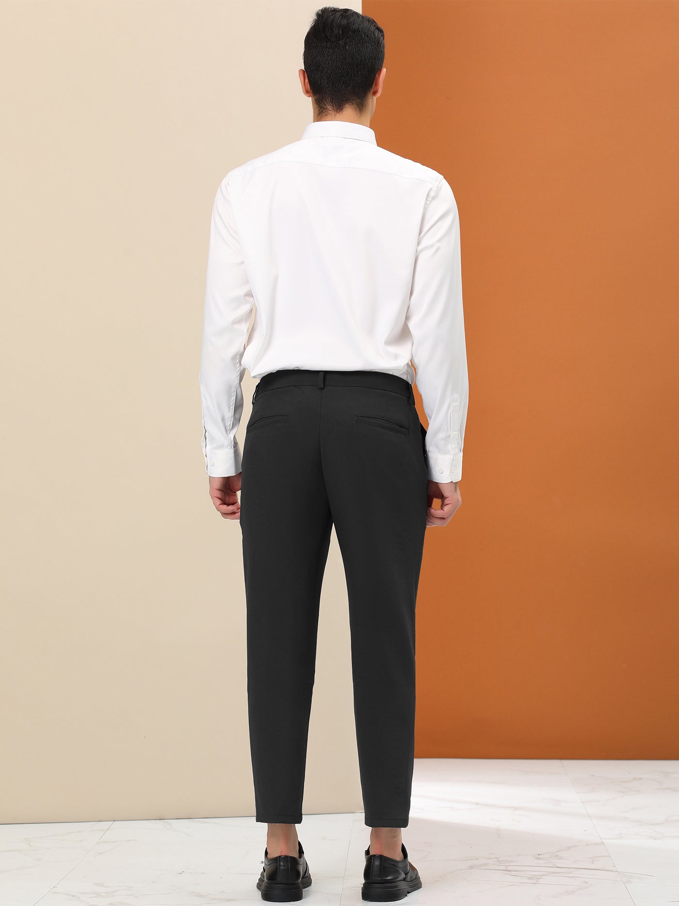 Bublédon Men's Formal Flat Front Skinny Office Prom Cropped Dress Pants