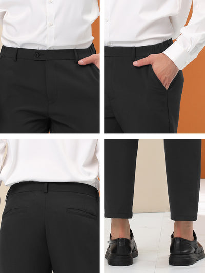 Men's Formal Flat Front Skinny Office Prom Cropped Dress Pants