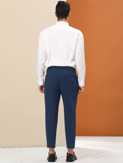 Men's Formal Flat Front Skinny Office Prom Cropped Dress Pants