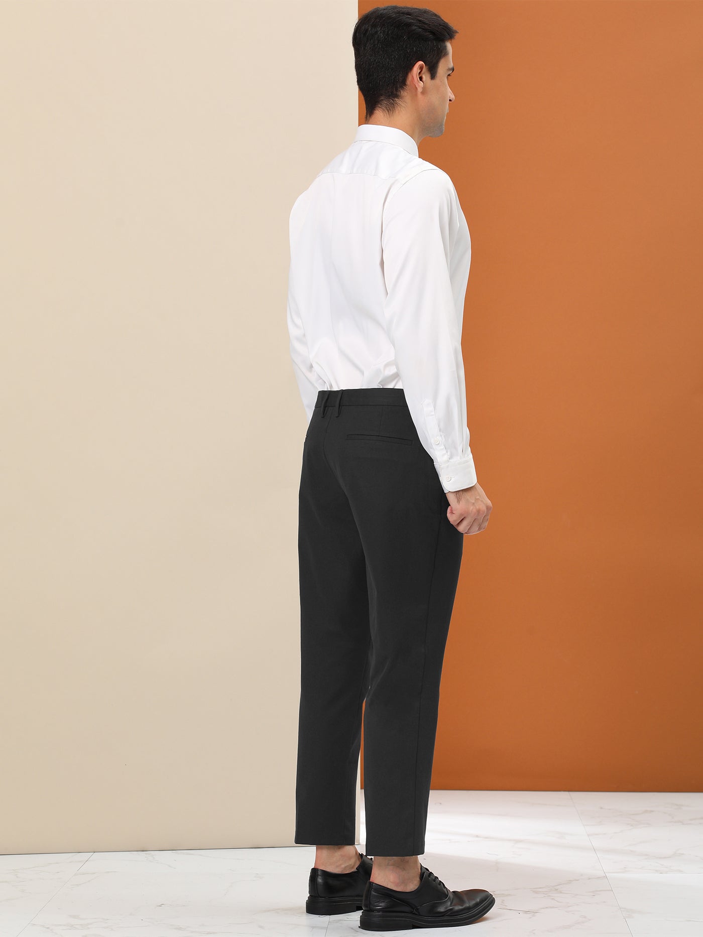 Bublédon Men's Cropped Flat Front Ankle-Length Skinny Business Dress Pants