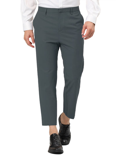Men's Cropped Flat Front Ankle-Length Skinny Business Dress Pants