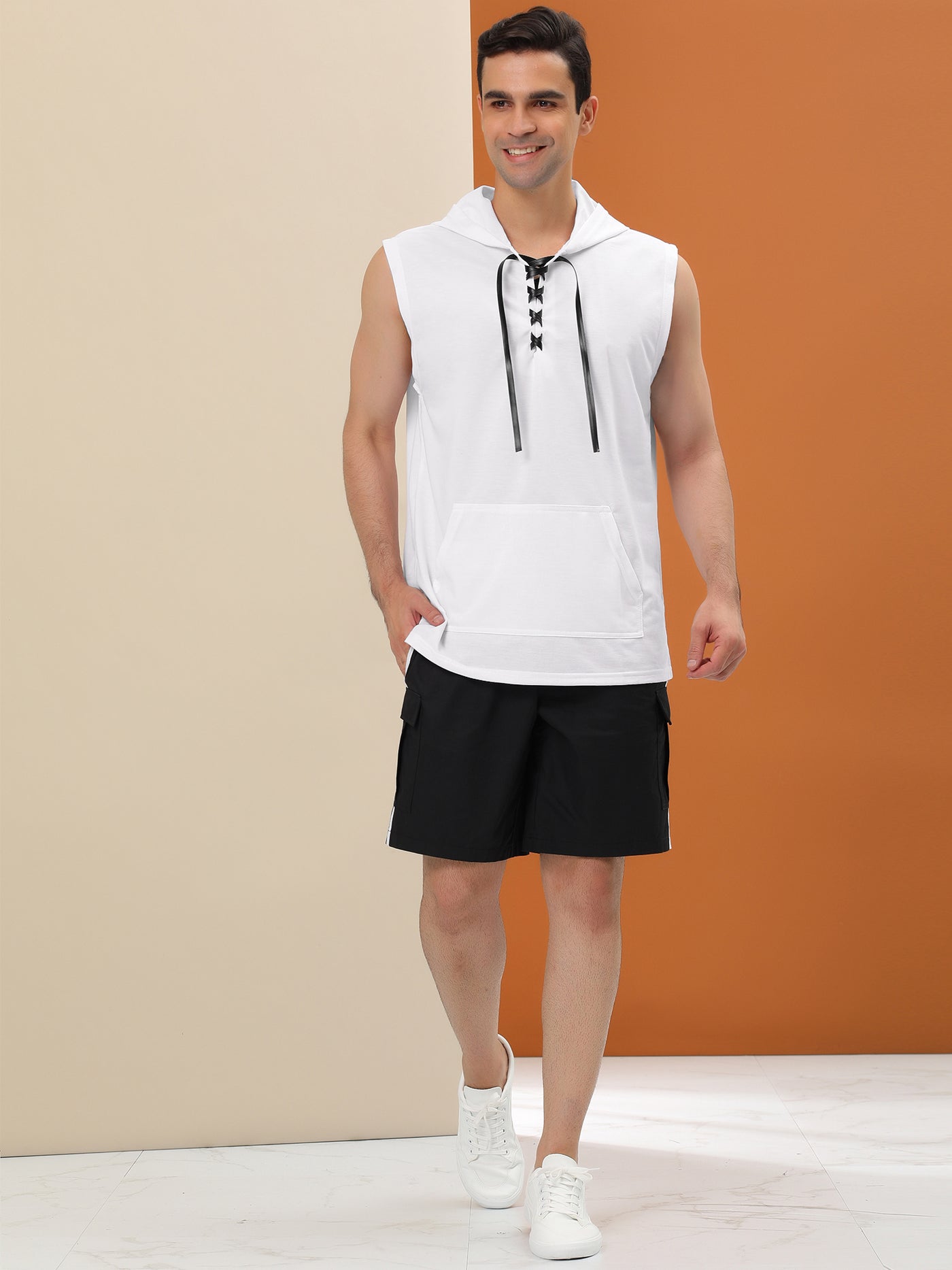 Bublédon Casual Workout Tank Tops Lace Up Hooded Vest