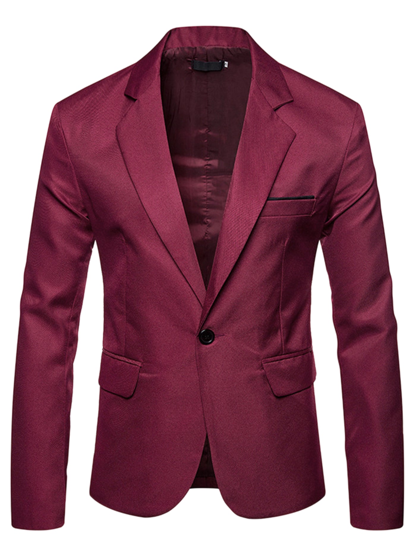 Bublédon Men's Casual Sports Coat Notched Lapel One Button Suit Jacket Blazer
