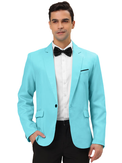 Men's Casual Sports Coat Notched Lapel One Button Suit Jacket Blazer