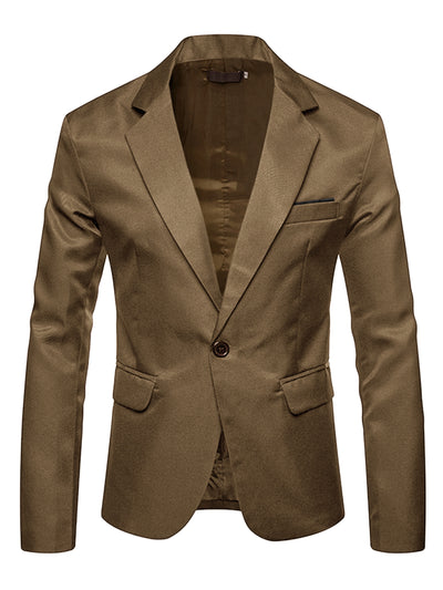 Men's Casual Sports Coat Notched Lapel One Button Suit Jacket Blazer