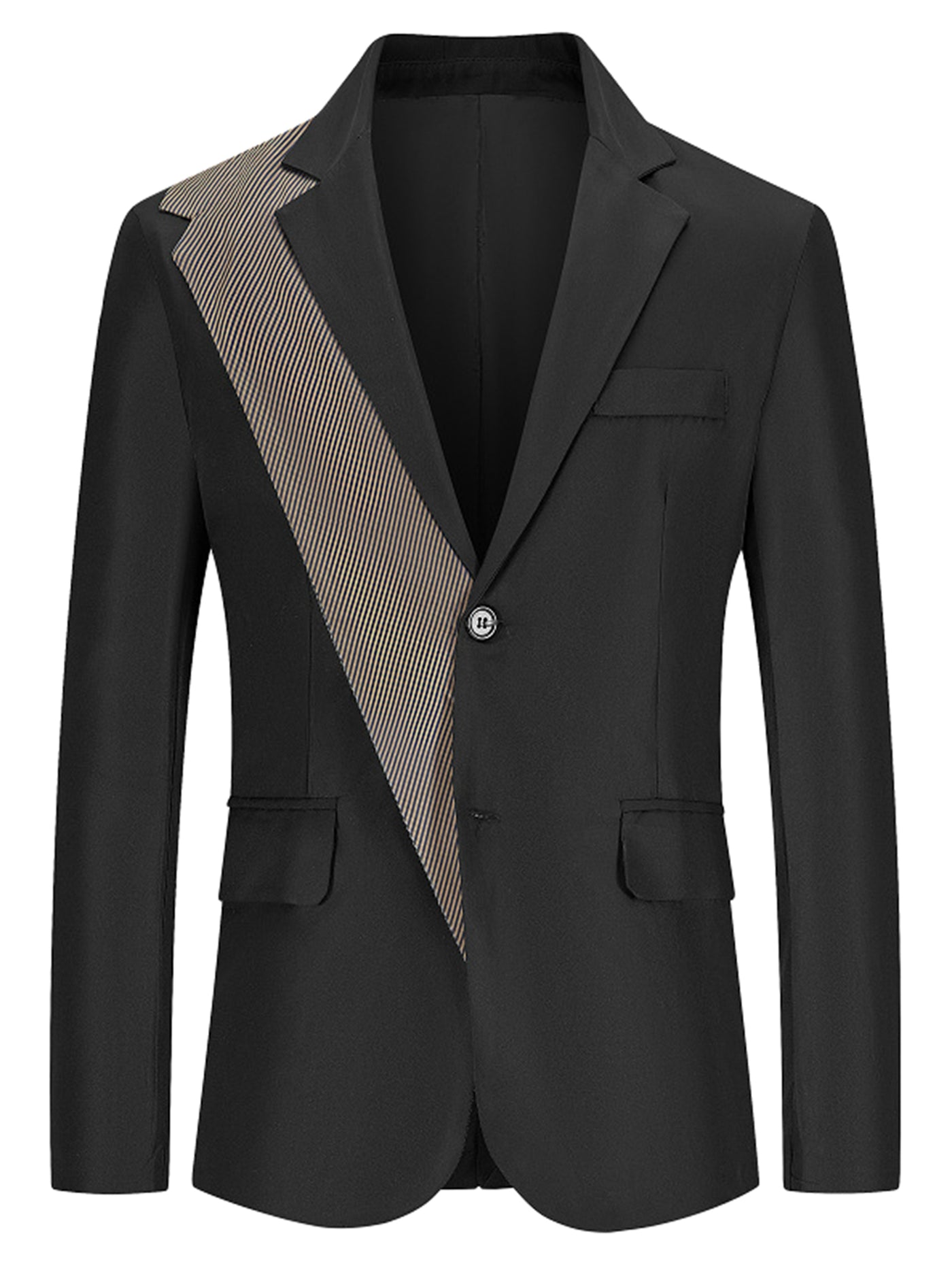 Bublédon Men's Patchwork Blazer Slim Fit Notched Lapel Sports Coat Suit Jackets