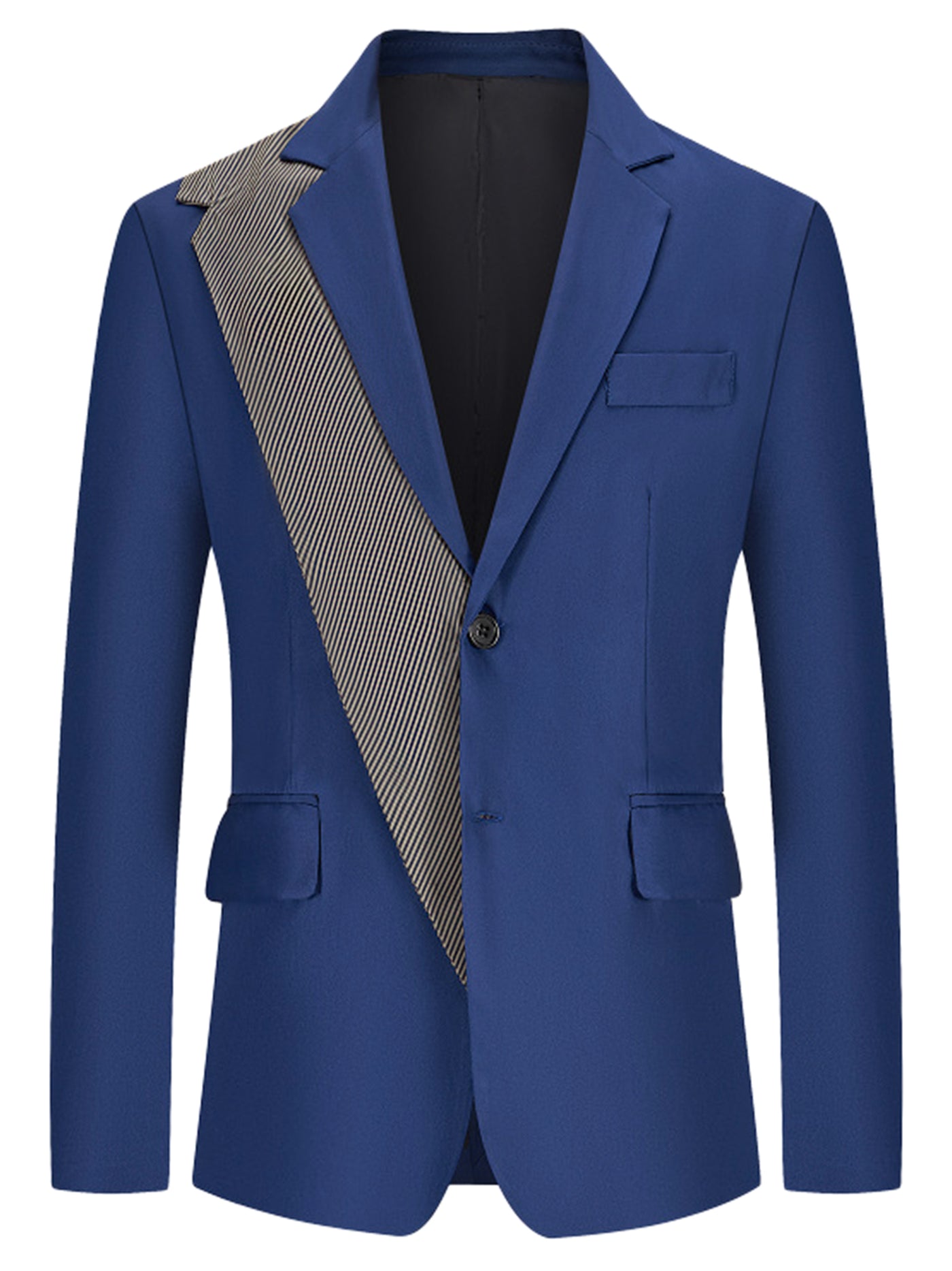 Bublédon Men's Patchwork Blazer Slim Fit Notched Lapel Sports Coat Suit Jackets