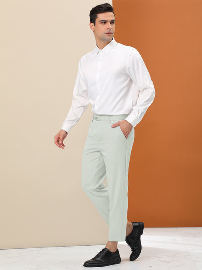 Men's Dress Pants Slim Fit Flat Front Solid Prom Trousers