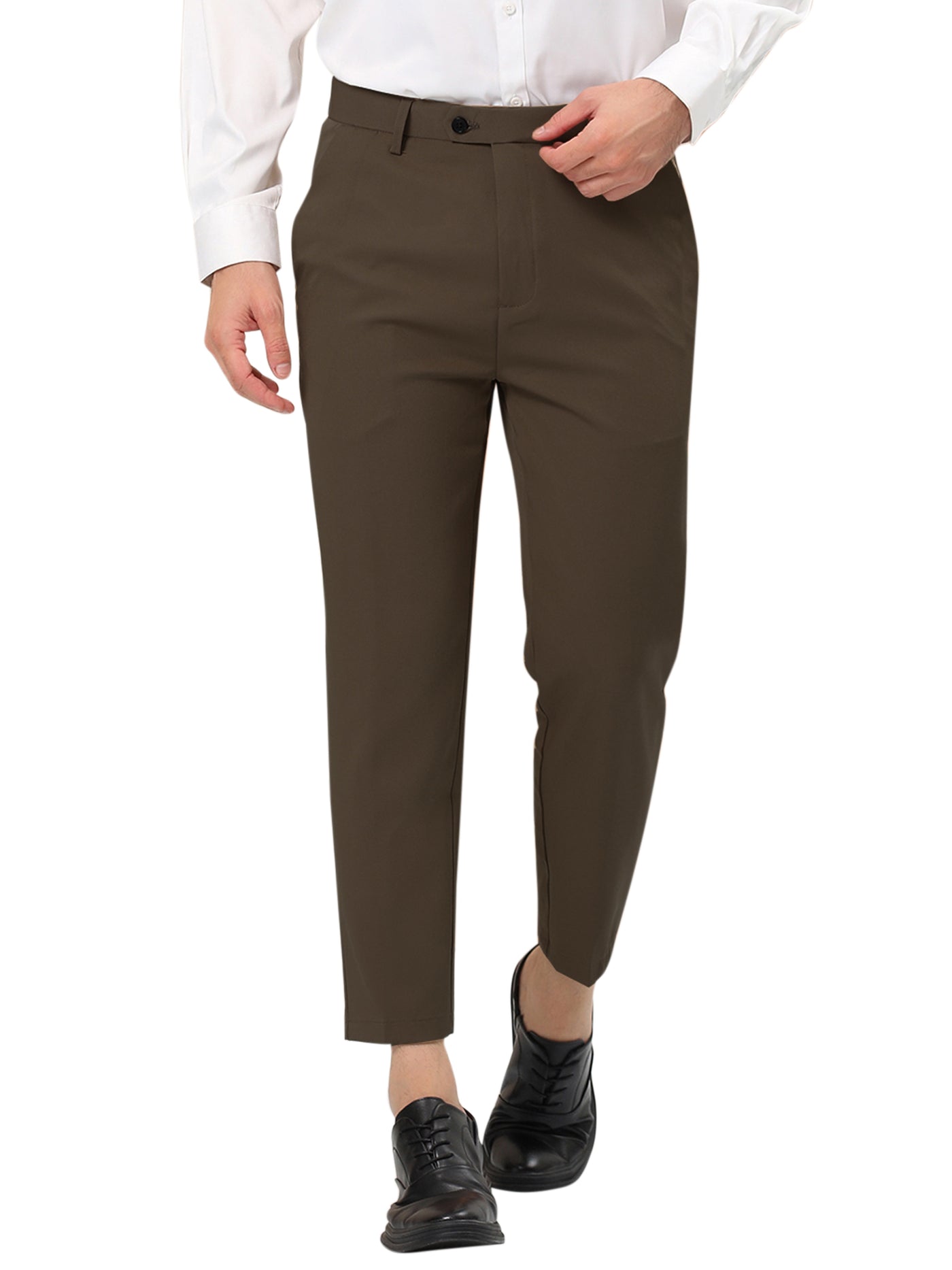 Bublédon Men's Dress Pants Slim Fit Flat Front Solid Prom Trousers